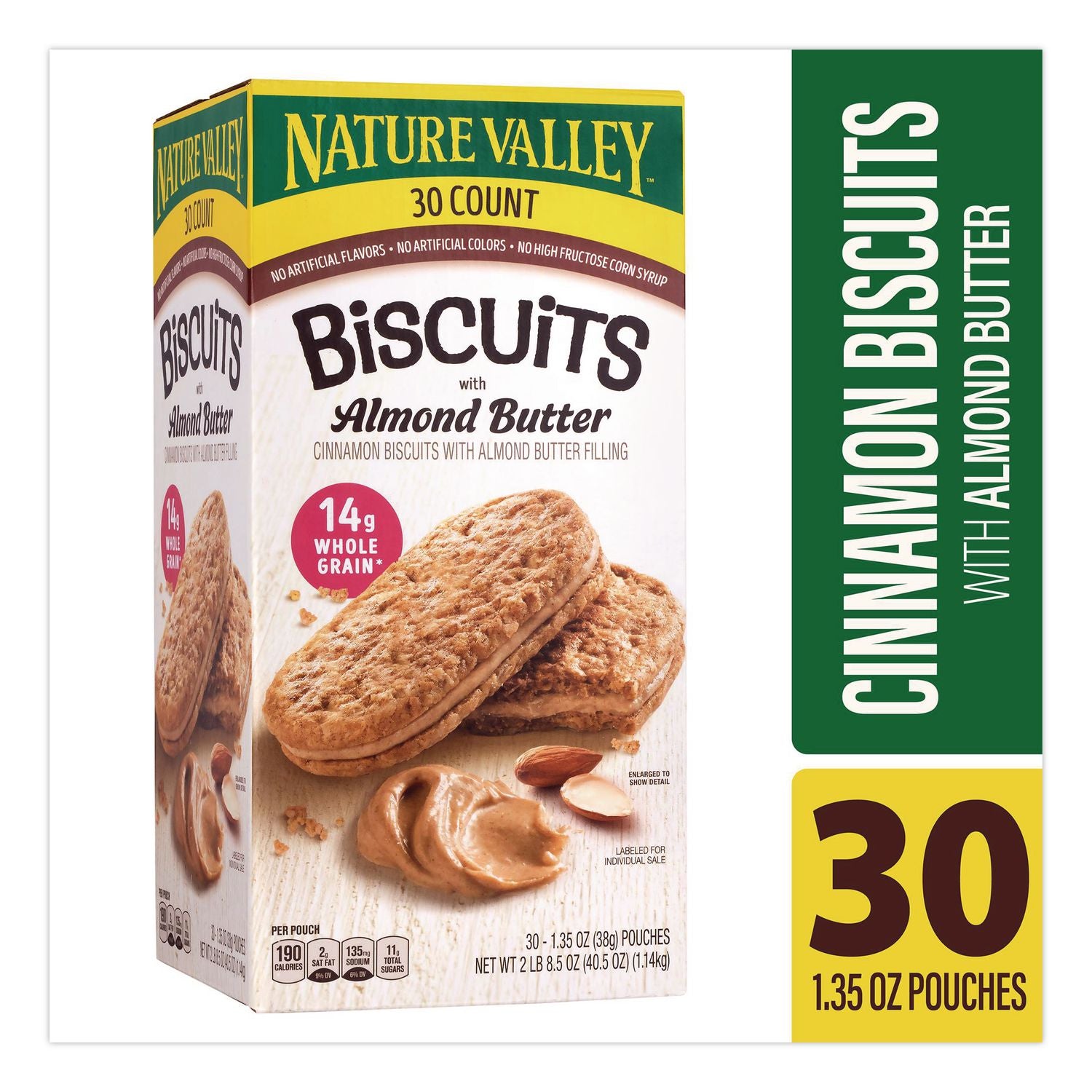 Biscuits, Cinnamon with Almond Butter/Honey with Peanut Butter, 1.35 oz Pouch, 30/Carton, Ships in 1-3 Business Days