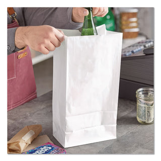 Grocery Paper Bags, 40 lb Capacity, #20, 8.25" x 5.94" x 16.13", White, 500 Bags