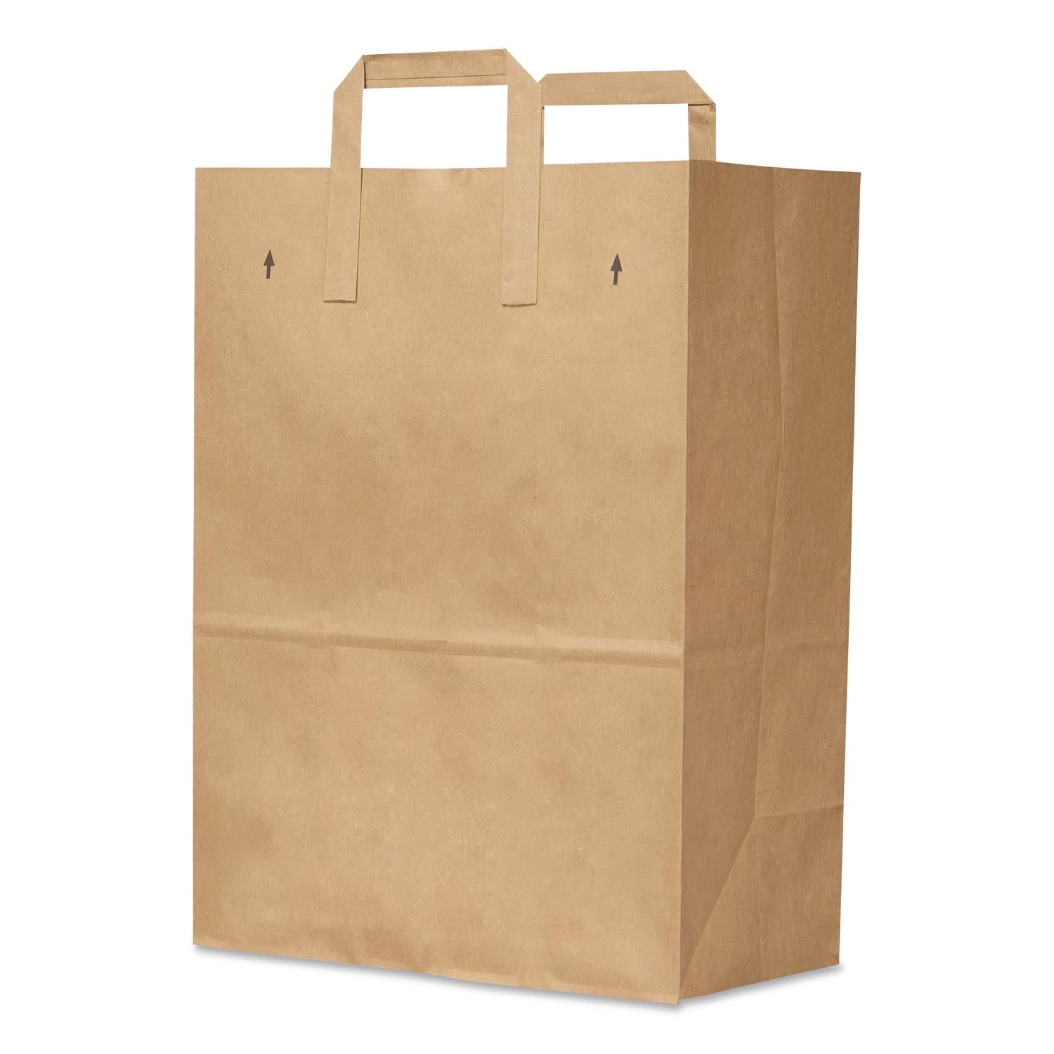Grocery Paper Bags, Attached Handle, 30 lb Capacity, 1/6 BBL, 12 x 7 x 17, Kraft, 300 Bags