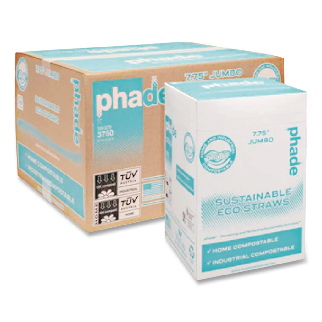 Marine Biodegradable Straws, 7.75", PHA, Ocean Blue, Wrapped, 375/Box, 10 Boxes/Carton