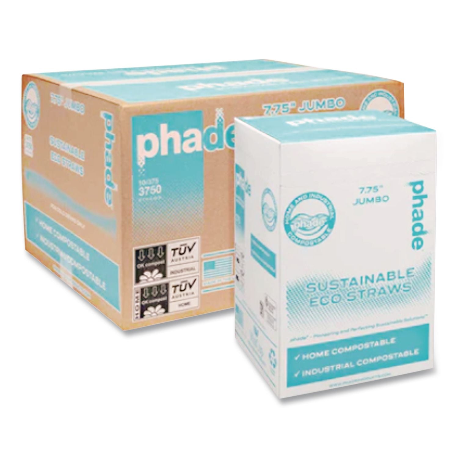 Marine Biodegradable Straws, 7.75", PHA, Ocean Blue, Wrapped, 375/Box, 10 Boxes/Carton