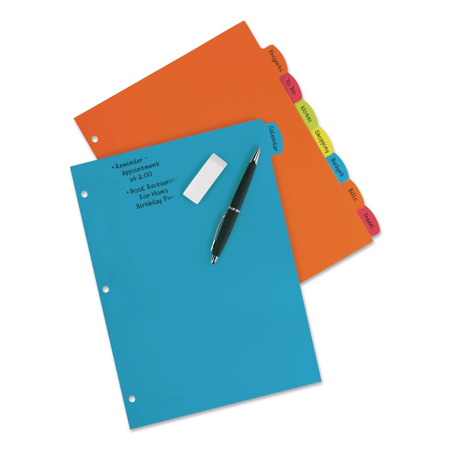 Big Tab Write and Erase Durable Plastic Dividers, 8-Tab, 11 x 8.5, Assorted, 1 Set