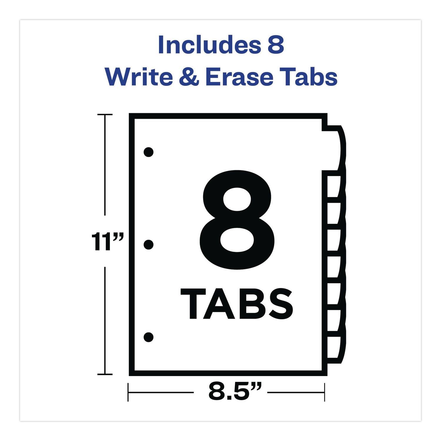Big Tab Write and Erase Durable Plastic Dividers, 8-Tab, 11 x 8.5, Assorted, 1 Set