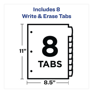 Big Tab Write and Erase Durable Plastic Dividers, 8-Tab, 11 x 8.5, Assorted, 1 Set
