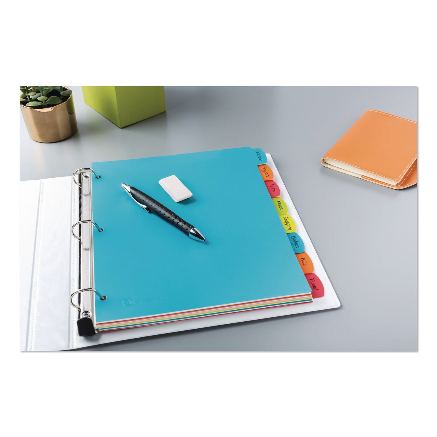 Big Tab Write and Erase Durable Plastic Dividers, 8-Tab, 11 x 8.5, Assorted, 1 Set