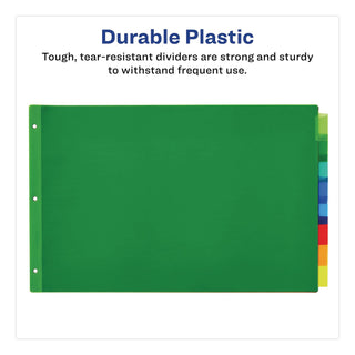 Insertable Big Tab Plastic Dividers, 8-Tab, 11 x 17, Green, 1 Set
