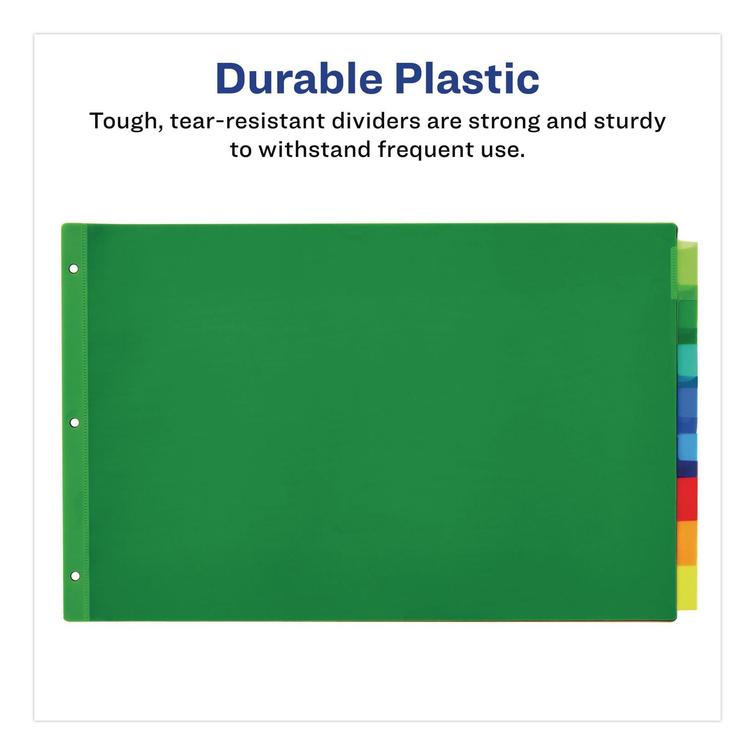 Insertable Big Tab Plastic Dividers, 8-Tab, 11 x 17, Green, 1 Set