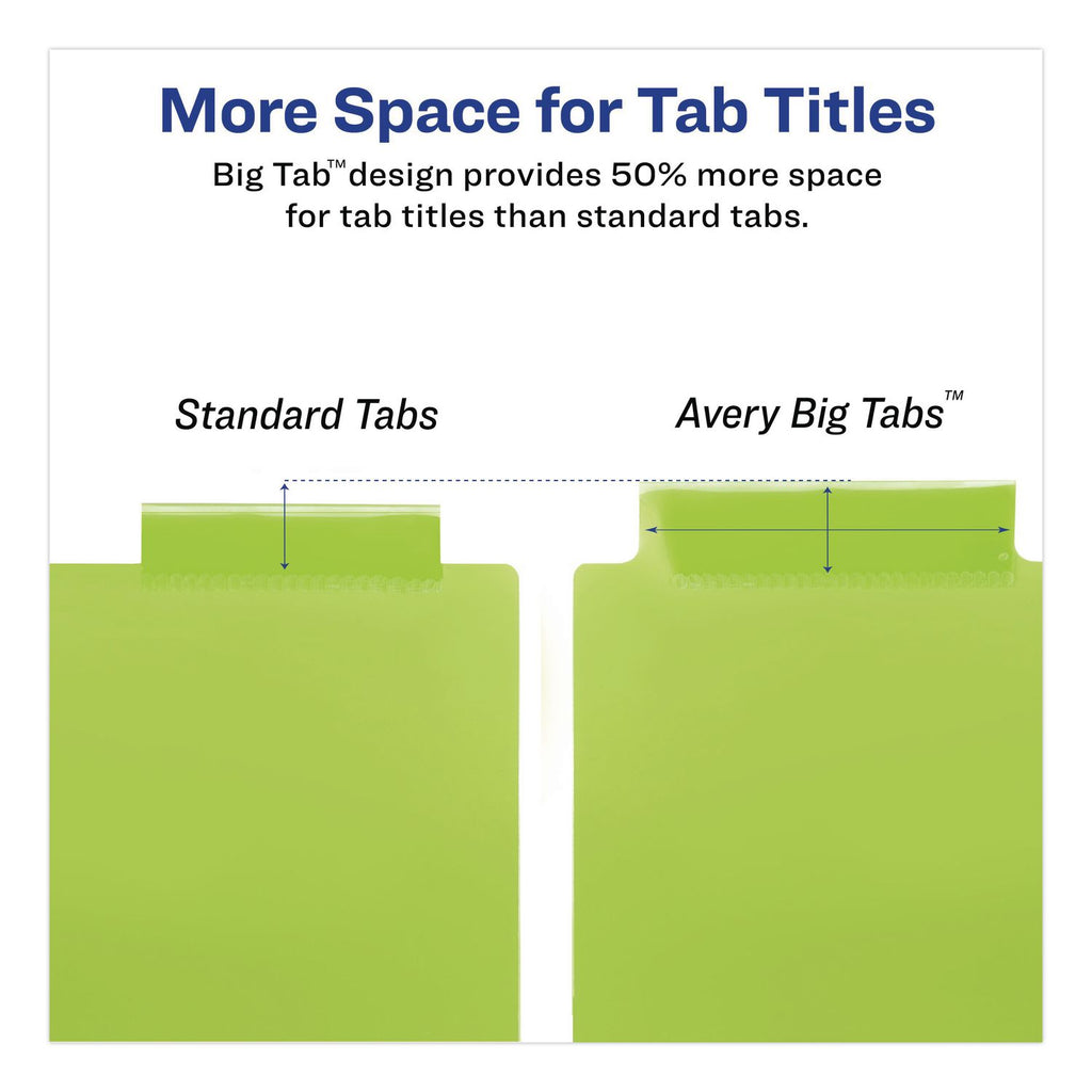 Insertable Big Tab Plastic Dividers, 8-Tab, 11 x 17, Green, 1 Set