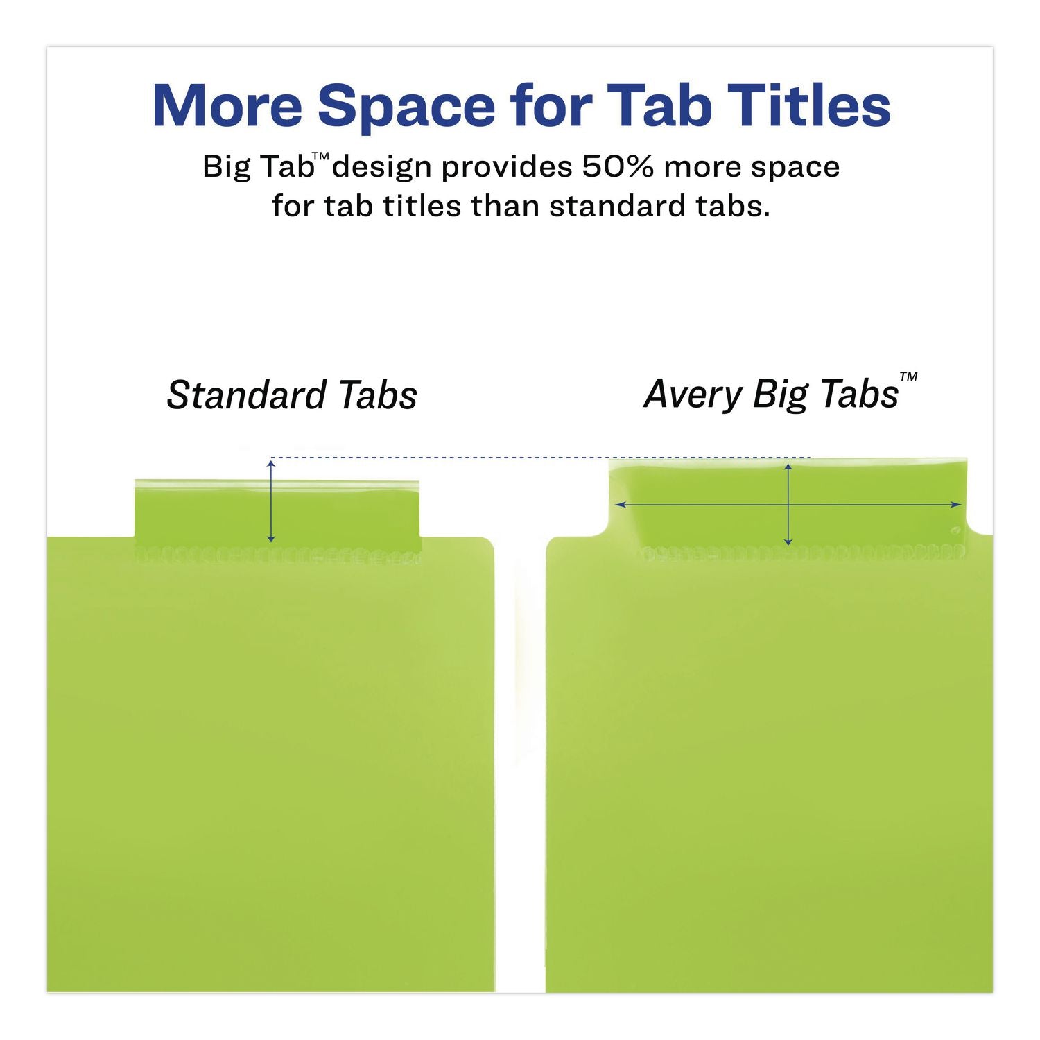 Insertable Big Tab Plastic Dividers, 8-Tab, 11 x 17, Green, 1 Set
