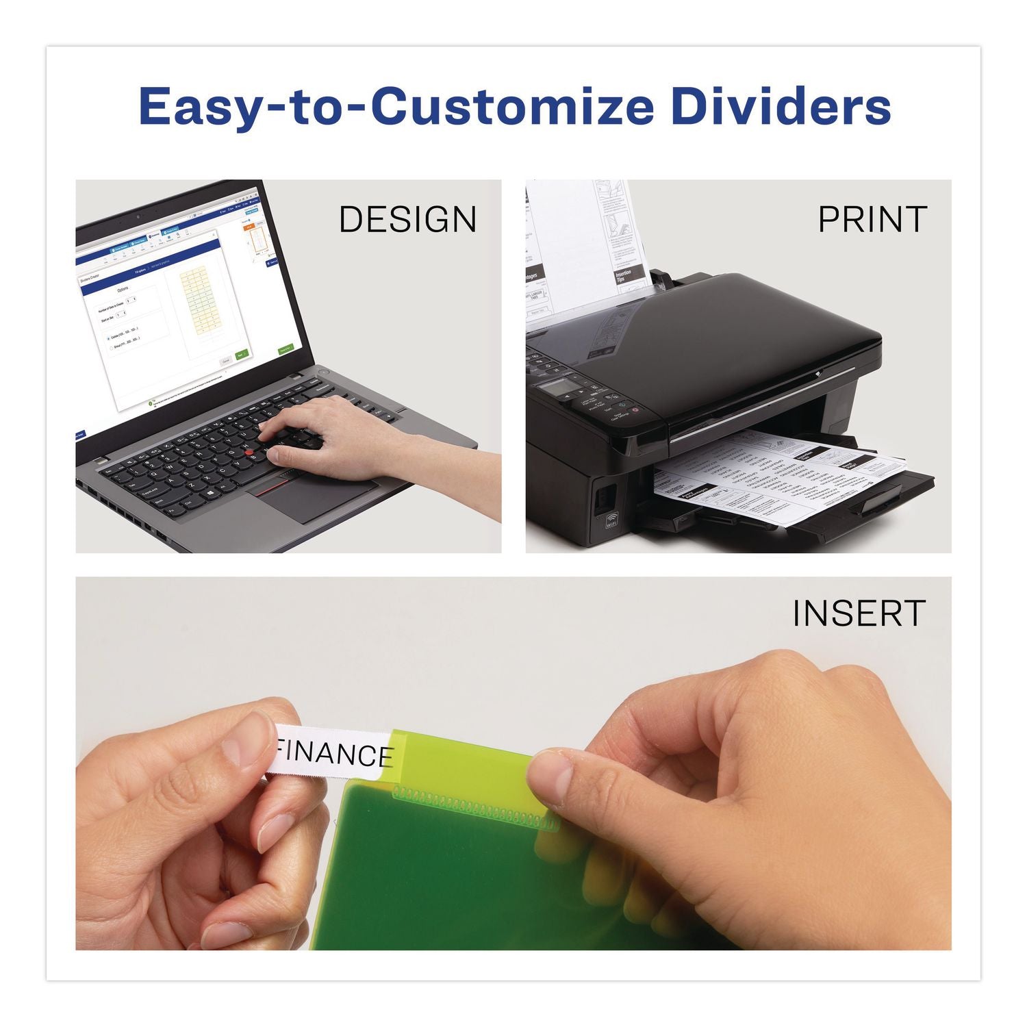 Insertable Big Tab Plastic Dividers, 8-Tab, 11 x 17, Green, 1 Set