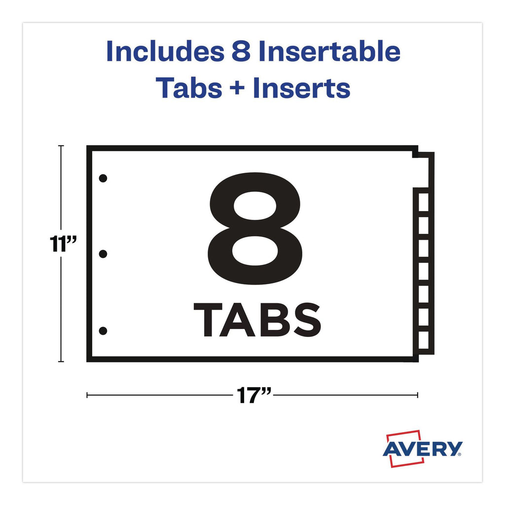 Insertable Big Tab Plastic Dividers, 8-Tab, 11 x 17, Green, 1 Set