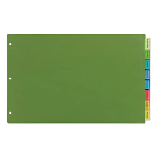 Insertable Big Tab Plastic Dividers, 8-Tab, 11 x 17, Green, 1 Set