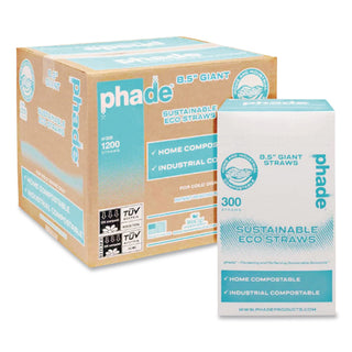 Marine Biodegradable Straws, 8.5", PHA, Ocean Blue, Wrapped, 300/Box, 4 Boxes/Carton