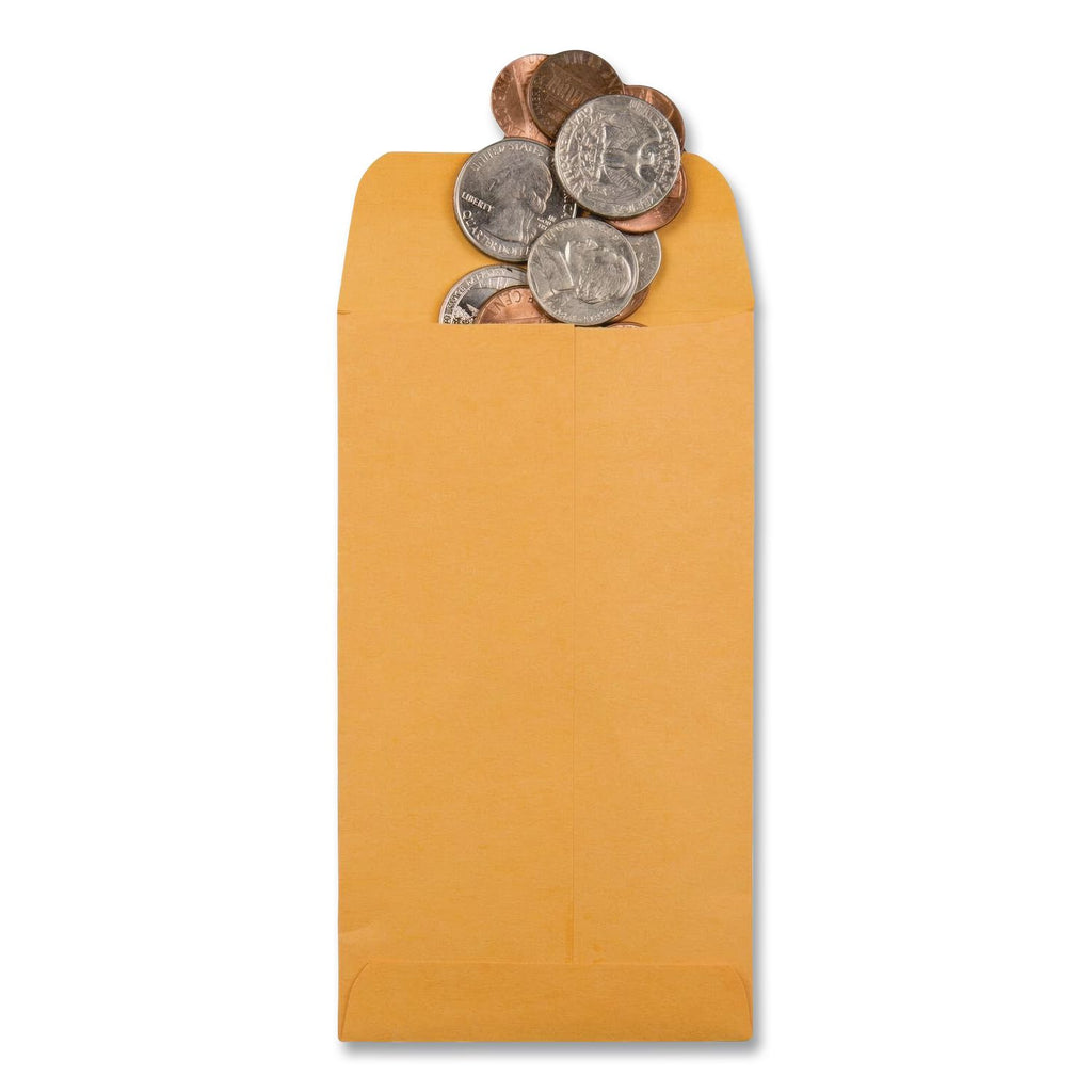Kraft Coin and Small Parts Envelope, 28 lb Bond Weight Kraft, #5 1/2, Square Flap, Gummed Closure, 3.13 x 5.5, Brown, 500/Box