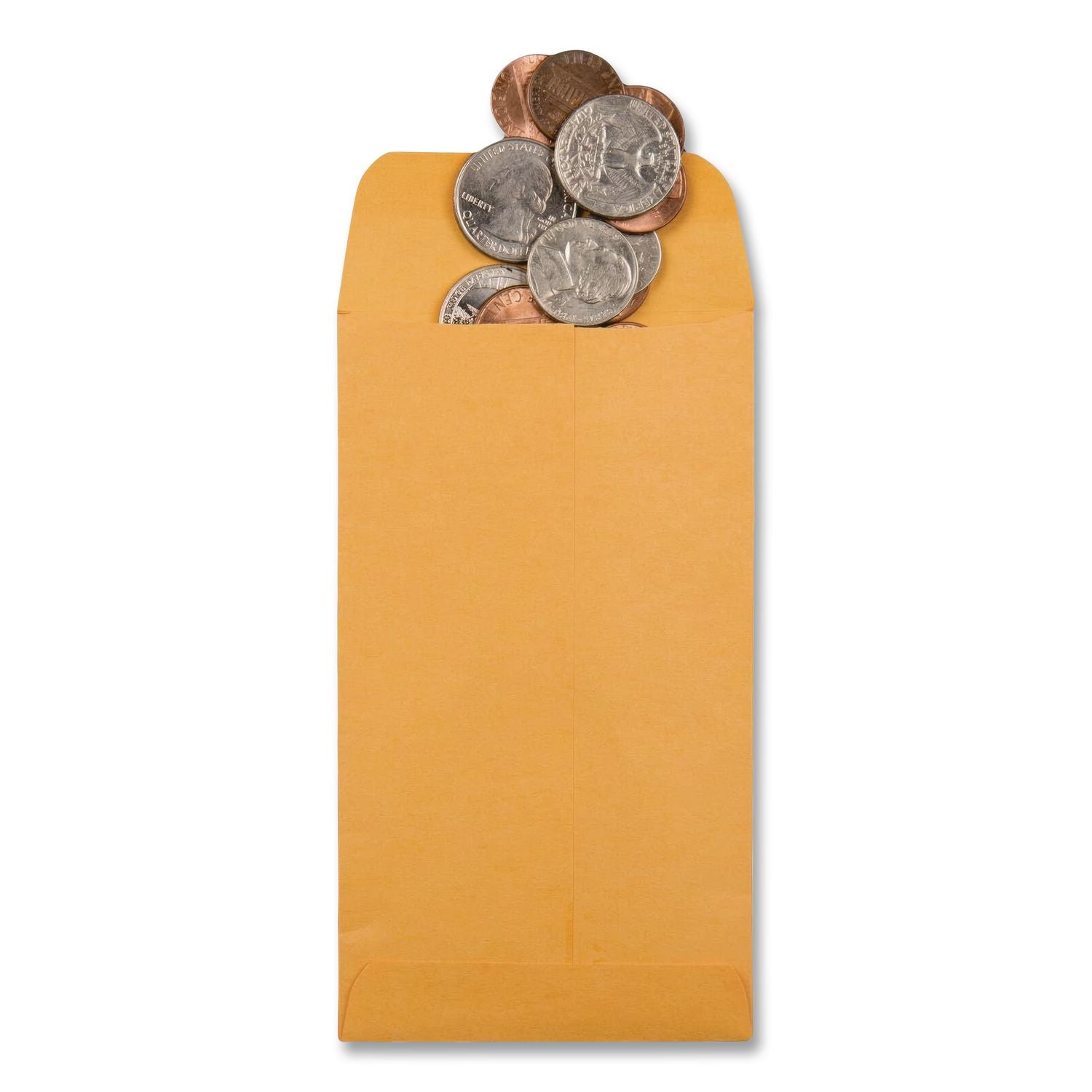 Kraft Coin and Small Parts Envelope, 28 lb Bond Weight Kraft, #5 1/2, Square Flap, Gummed Closure, 3.13 x 5.5, Brown, 500/Box