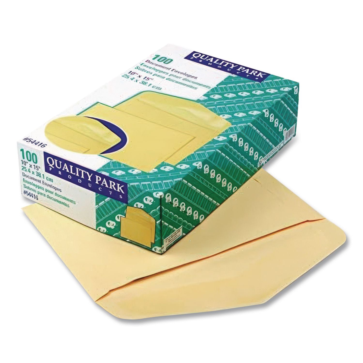 Open-Side Booklet Envelope, #15, Hub Flap, Gummed Closure, 10 x 15, Manila, 100/Box