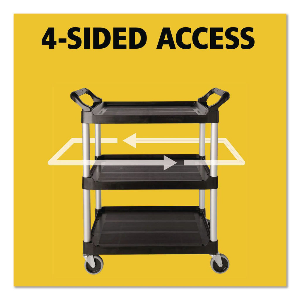 Economy Plastic Cart, Three-Shelf, 18-5/8w x 33-5/8d x 37-3/4h, Black