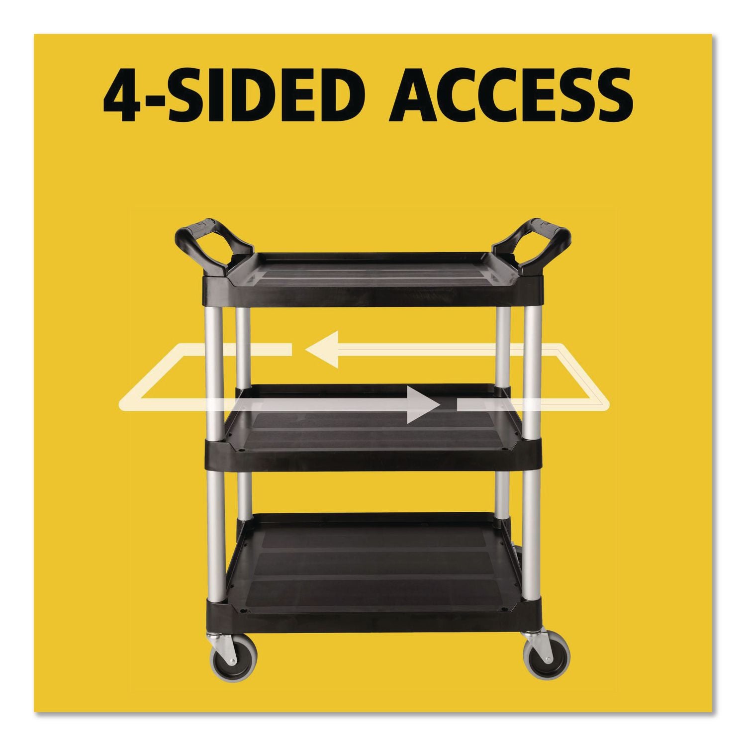 Economy Plastic Cart, Three-Shelf, 18-5/8w x 33-5/8d x 37-3/4h, Black