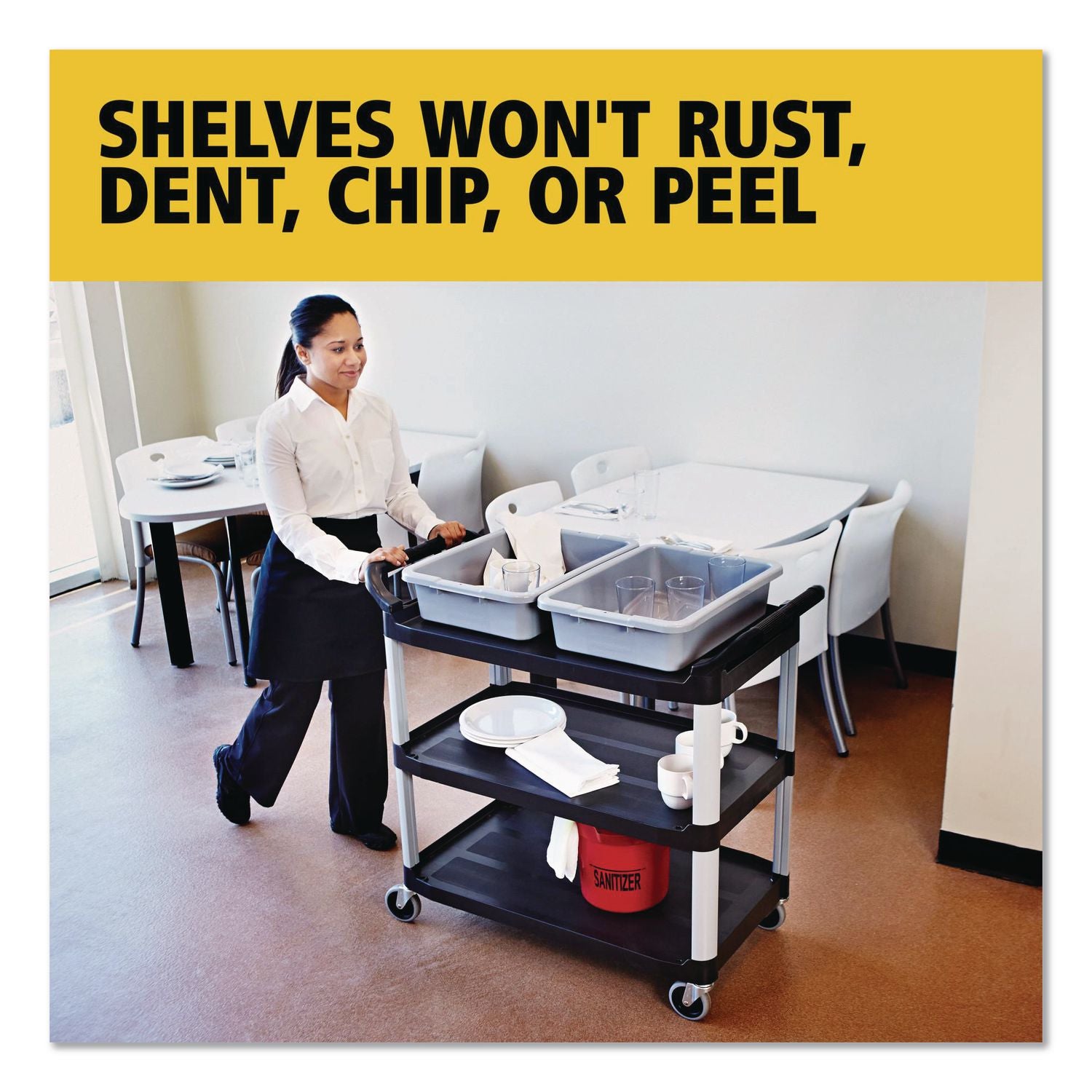Rubbermaid 3-Shelf Mobile Utility Cart, Sold as 1 Each