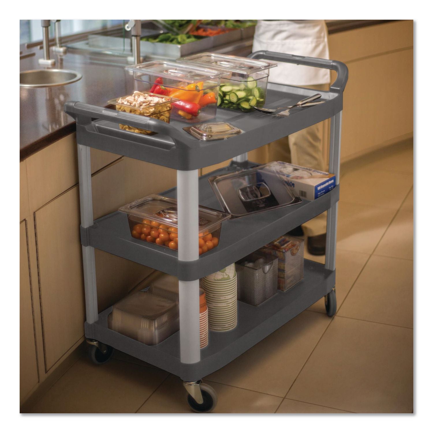 Rubbermaid 3-Shelf Mobile Utility Cart, Sold as 1 Each