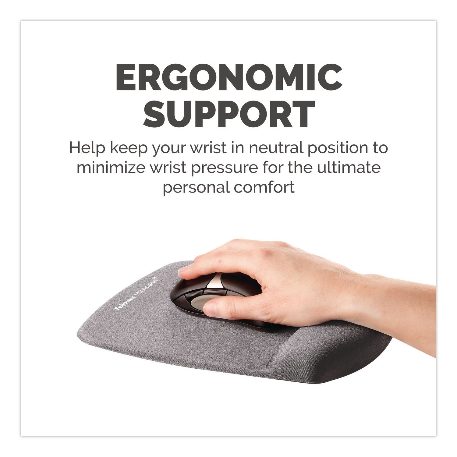 PlushTouch Mouse Pad with Wrist Rest, 7.25 x 9.37, Graphite