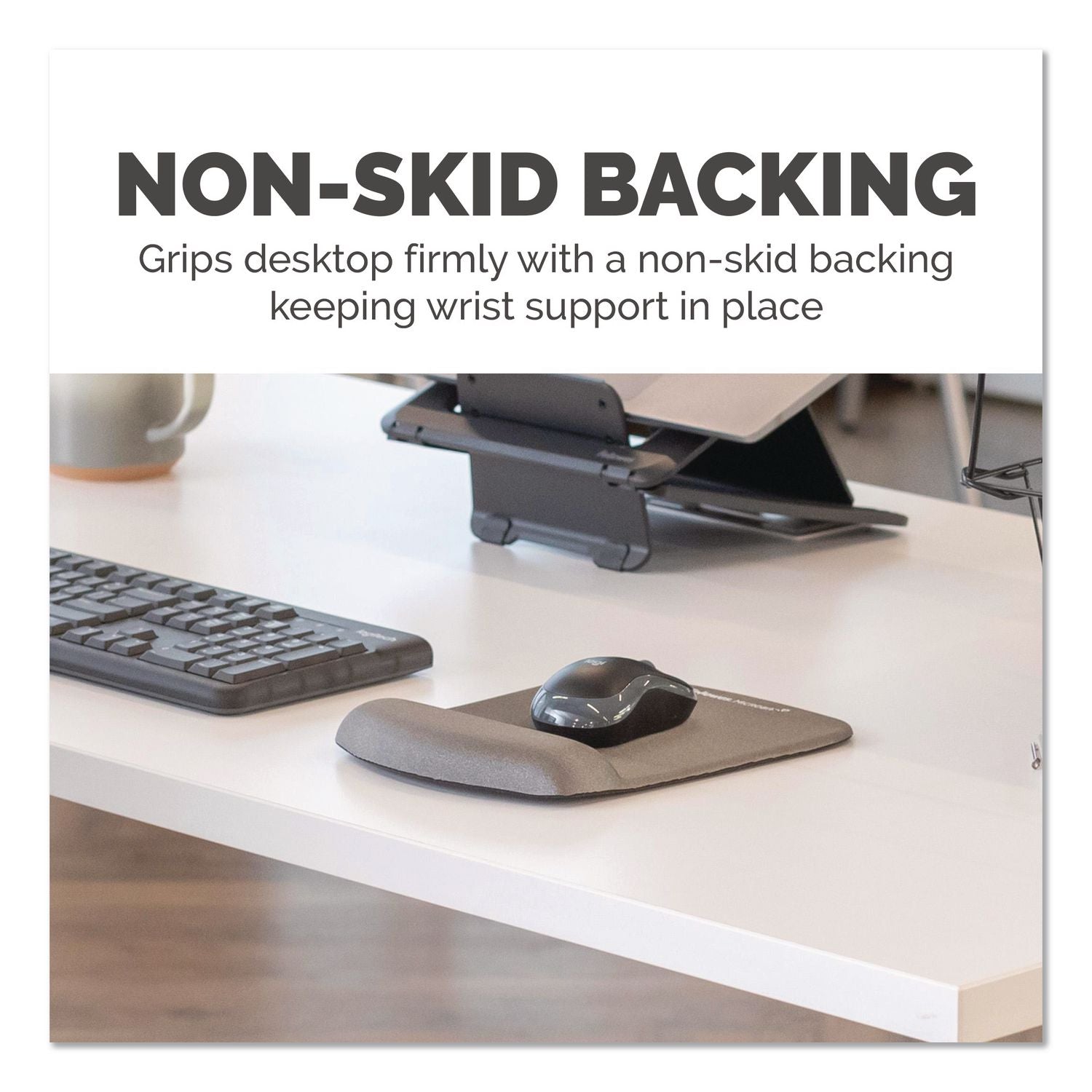 PlushTouch Mouse Pad with Wrist Rest, 7.25 x 9.37, Graphite