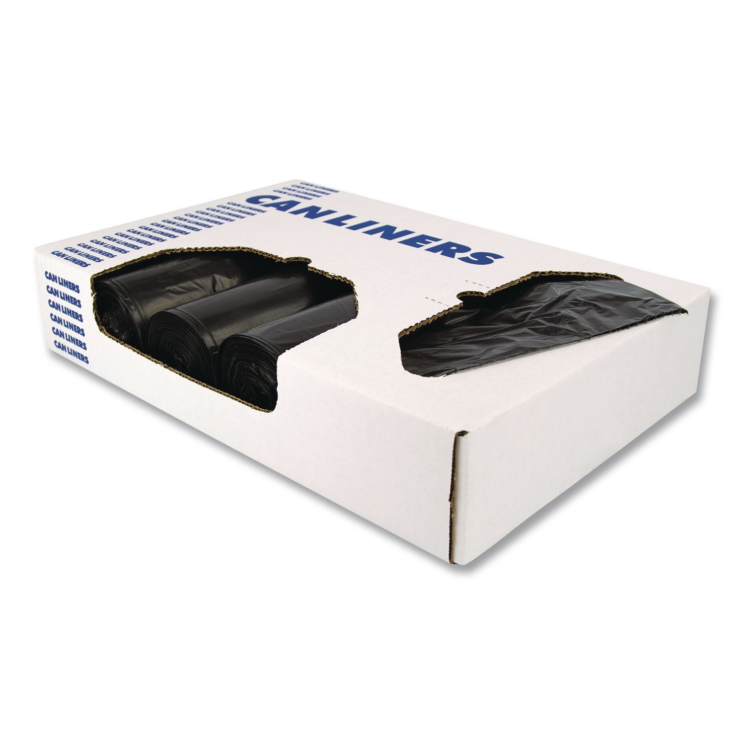Linear Low-Density Can Liners, 45 gal, 0.7 mil, 40" x 46", Black, 250/Carton