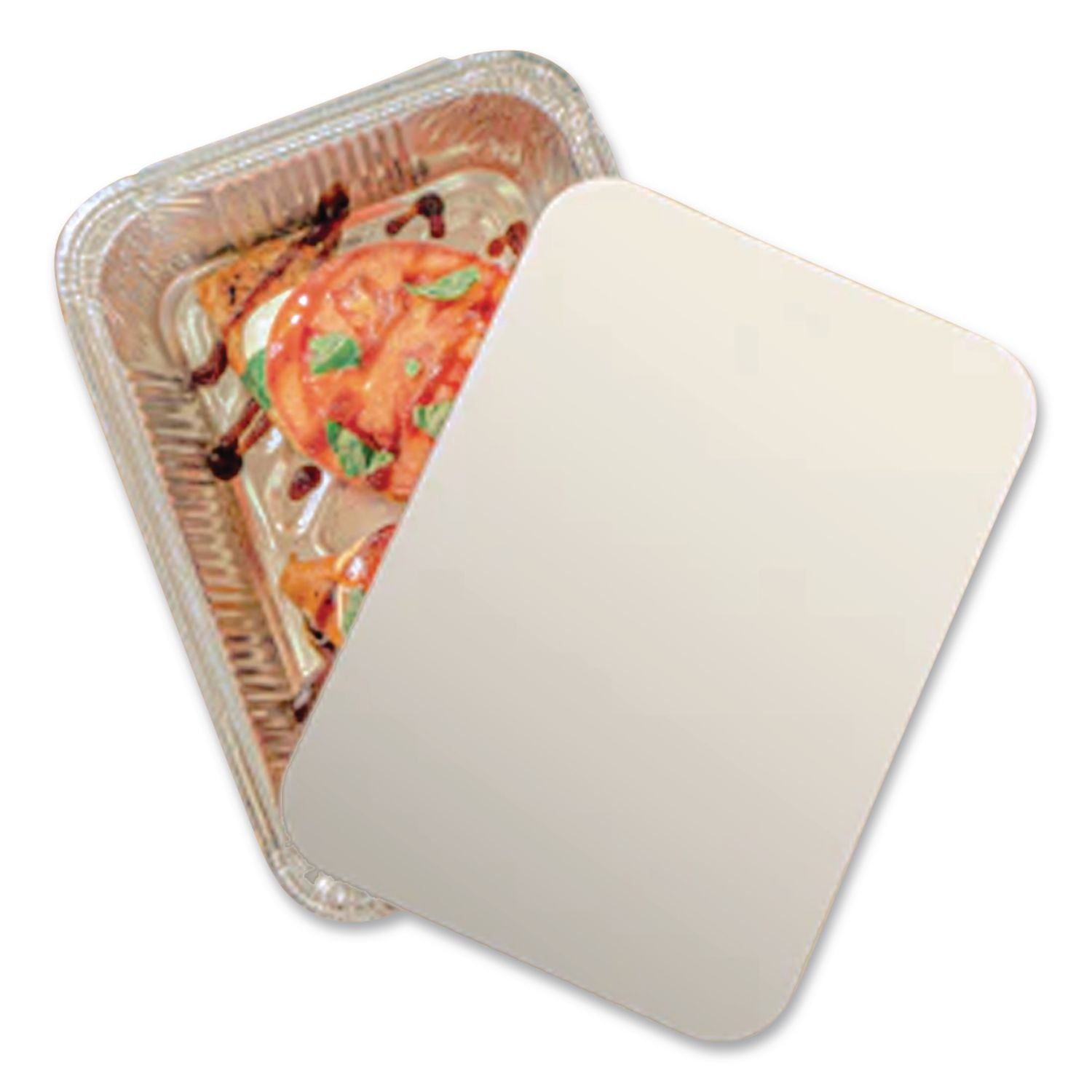 Laminated Board Lid, 7 x 5, Silver/White, Aluminum, 500/Carton