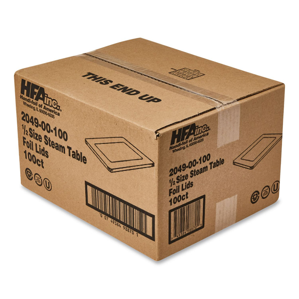 Steam Pan Foil Lids, Fits Half-Size Pan, 12.27 x 10.44, 100/Carton