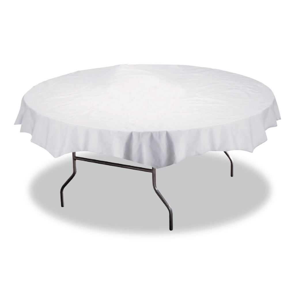 Tissue/Poly Tablecovers, 82" Diameter, White, 25/Carton