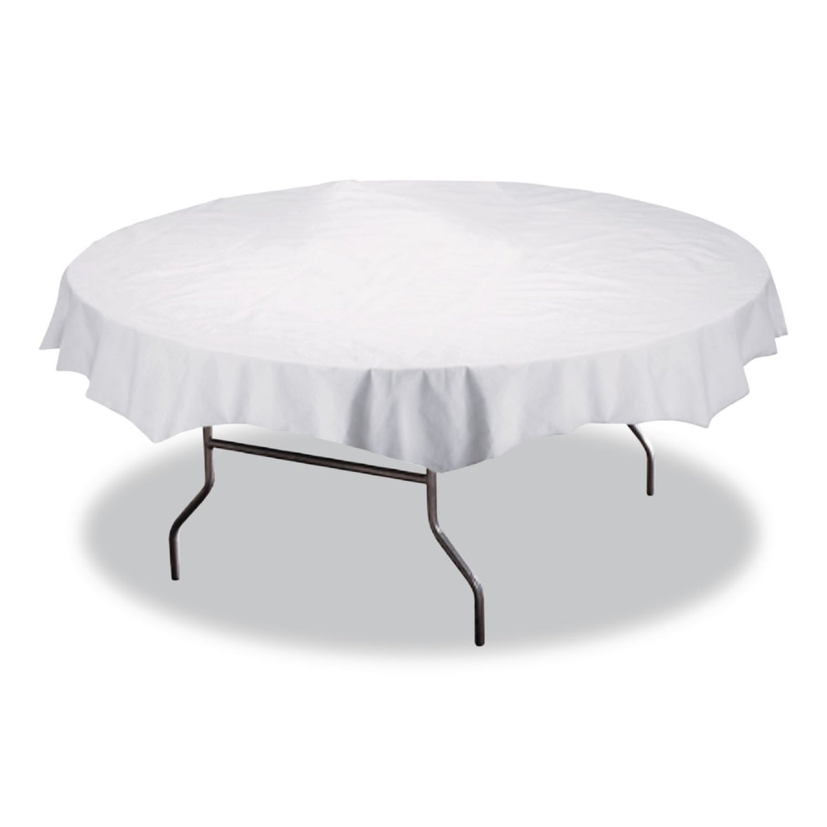 Tissue/Poly Tablecovers, 82" Diameter, White, 25/Carton