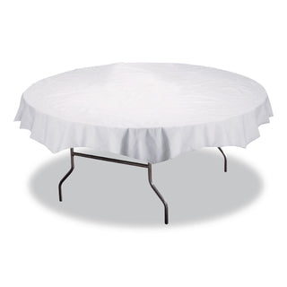 Tissue/Poly Tablecovers, 82" Diameter, White, 25/Carton