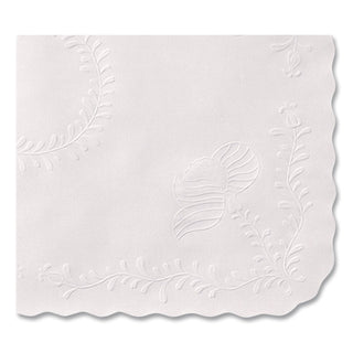 Anniversary Embossed Scalloped Edge Tray Mat, 14 x 19, White, 1,000/Carton