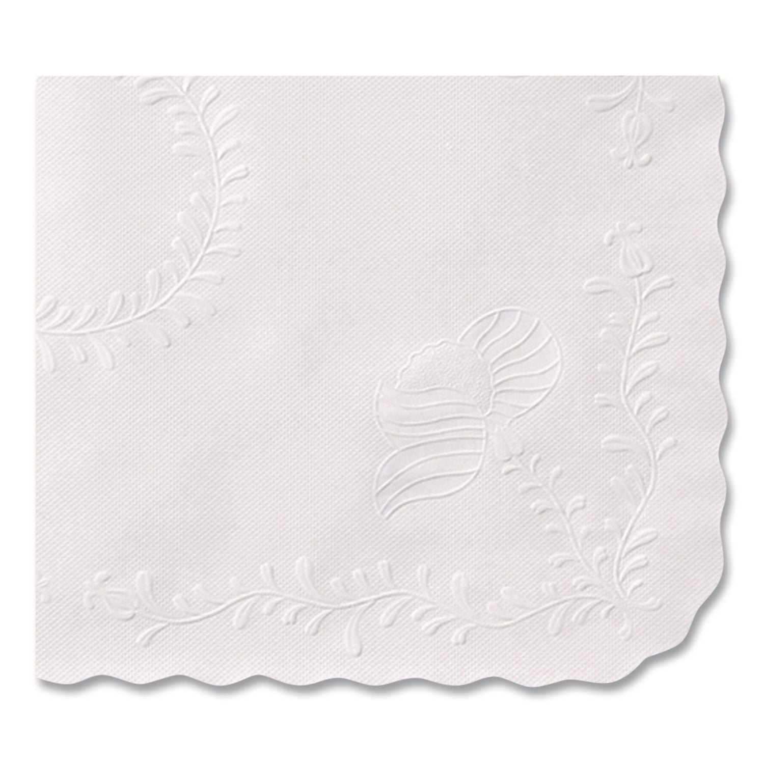 Anniversary Embossed Scalloped Edge Tray Mat, 14 x 19, White, 1,000/Carton