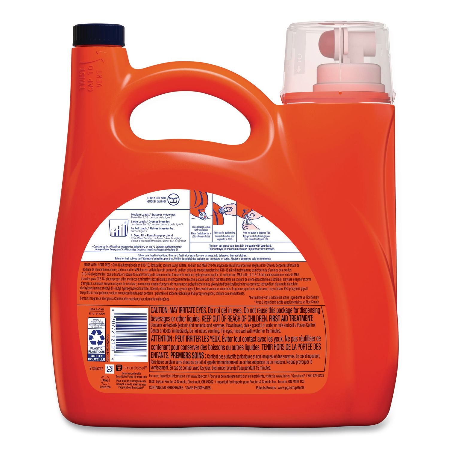 Liquid Laundry Detergent, Original Scent, 132 oz Pour Bottle, 4/Carton