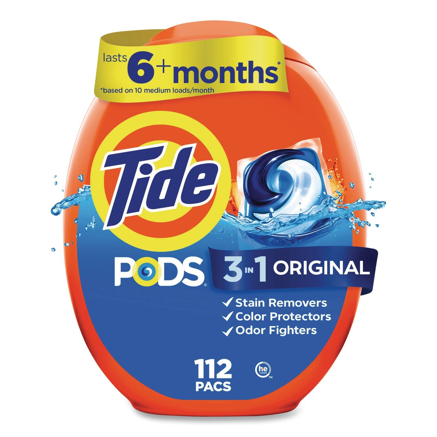Pods, Tide Original, 112 Pods/Tub, 4 Tubs/Carton