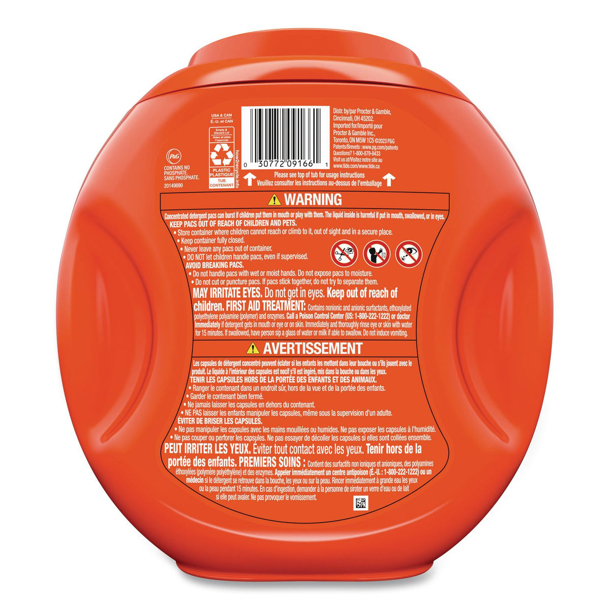 PODS Laundry Detergent, Spring Meadow, 66 oz Tub, 76 Pacs/Tub, 4 Tubs/Carton
