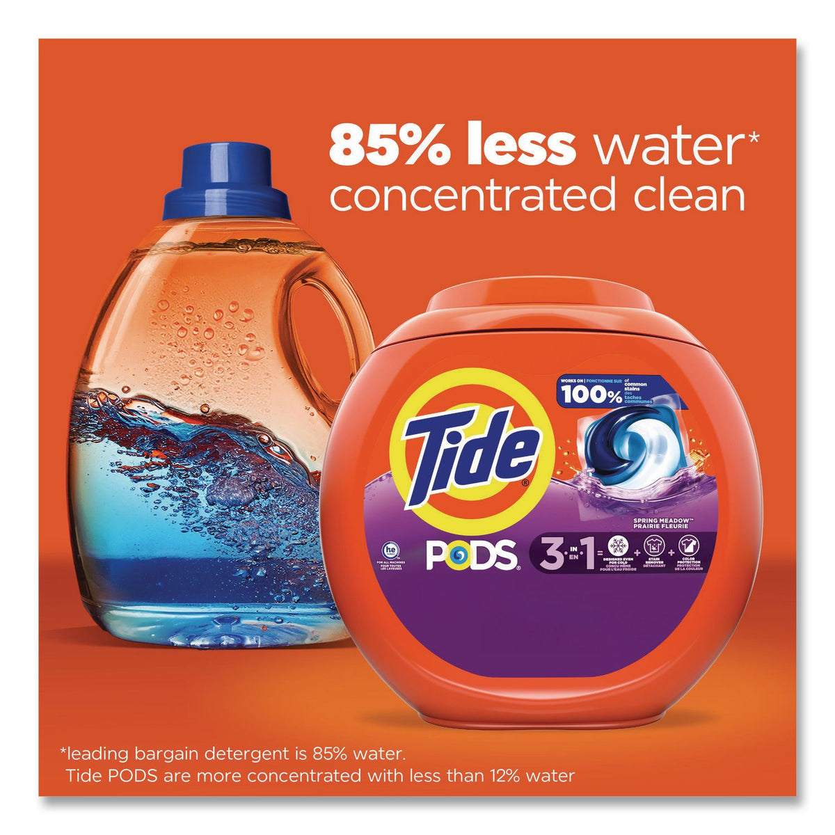 PODS Laundry Detergent, Spring Meadow, 66 oz Tub, 76 Pacs/Tub