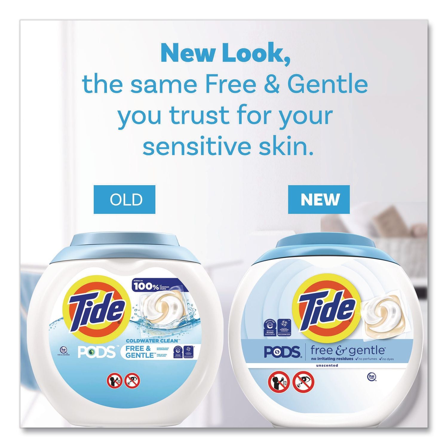 PODS Laundry Detergent, Free and Gentle, 63 oz Tub, 76 Pacs/Tub