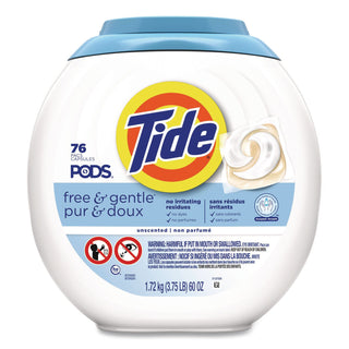 PODS Laundry Detergent, Free and Gentle, 63 oz Tub, 76 Pacs/Tub