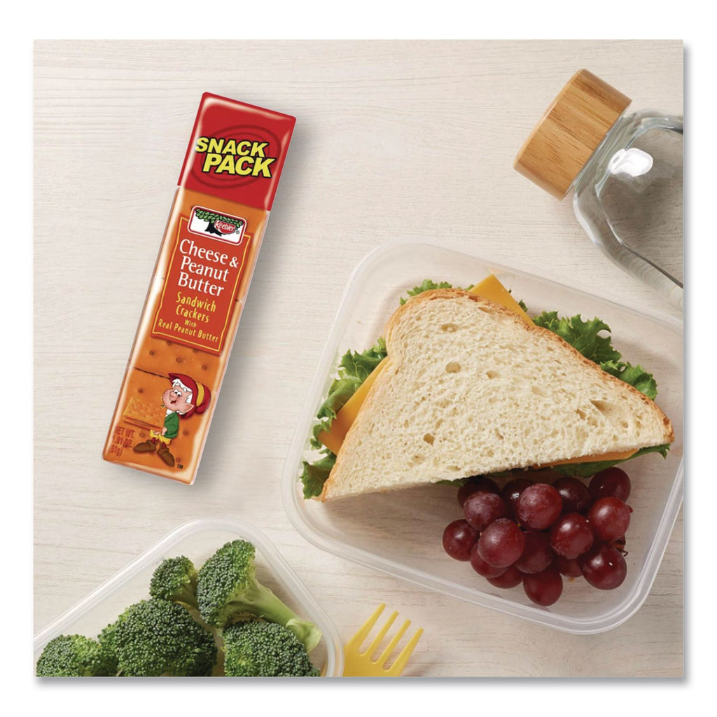 Sandwich Crackers, Cheese and Peanut Butter, 8-Piece Snack Pack, 12/Box
