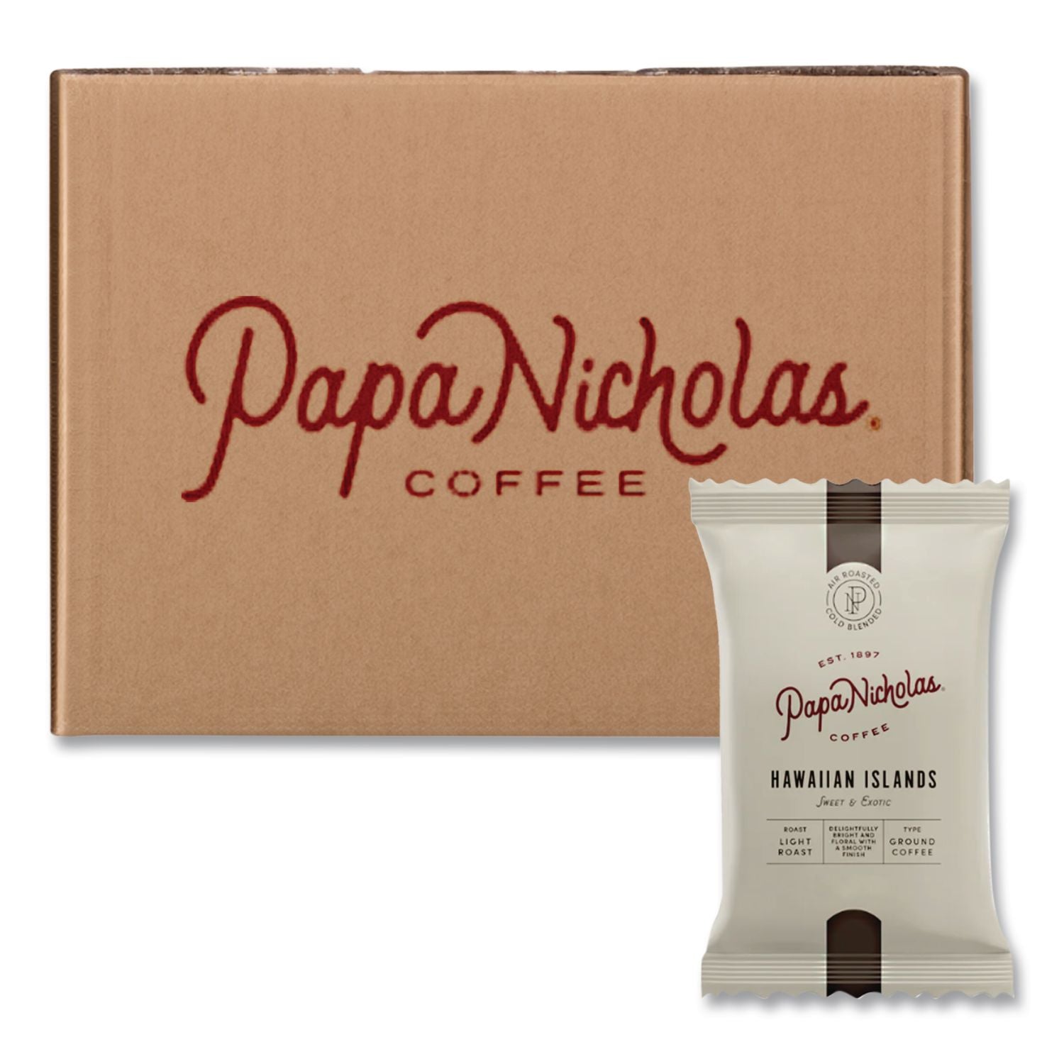 100% Pure Coffee, Decaffeinated, 1.5 oz Pack, 42 Packs/Carton