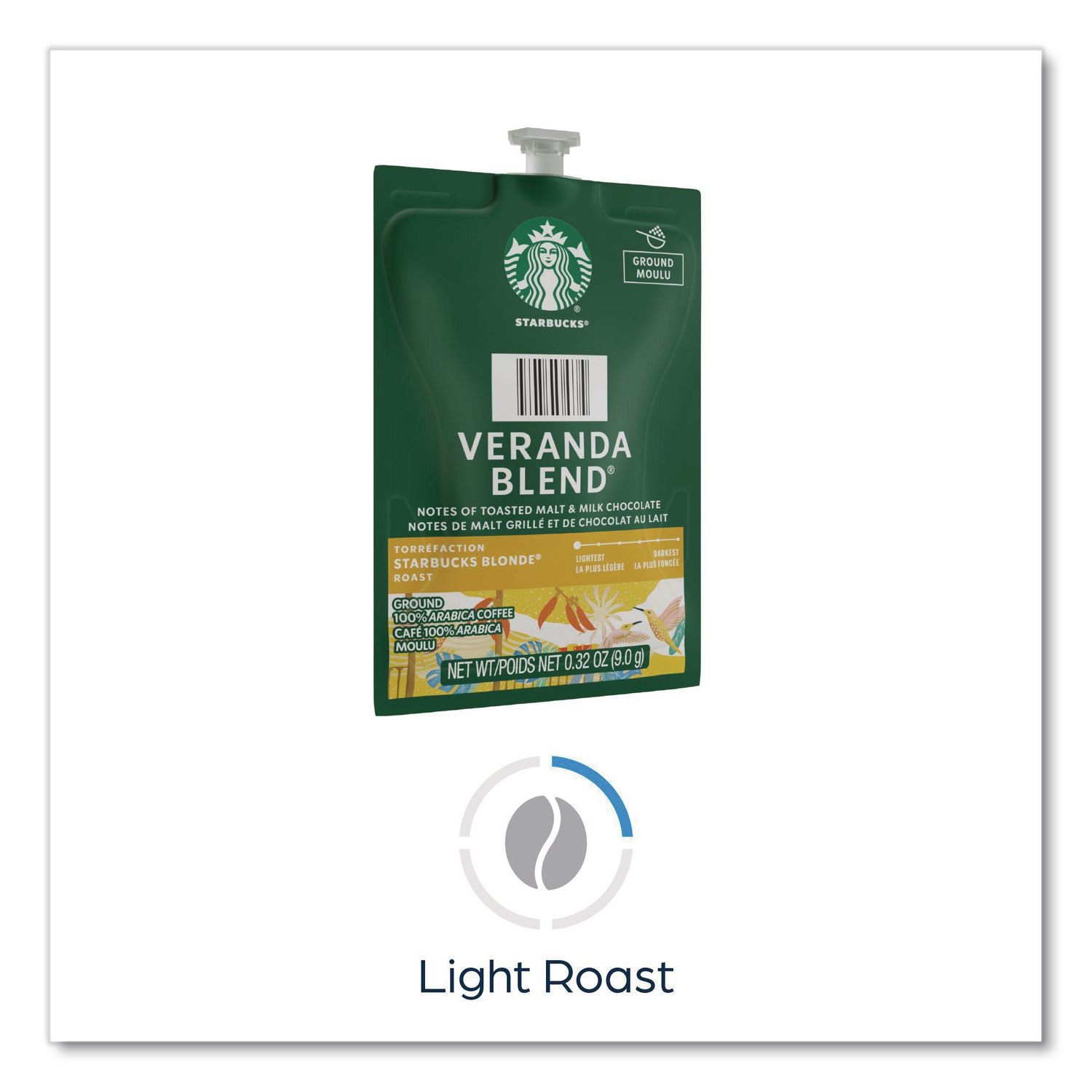 Starbucks Veranda Blend Coffee Freshpack, Veranda Blend, 0.32 oz Pouch, 76/Carton