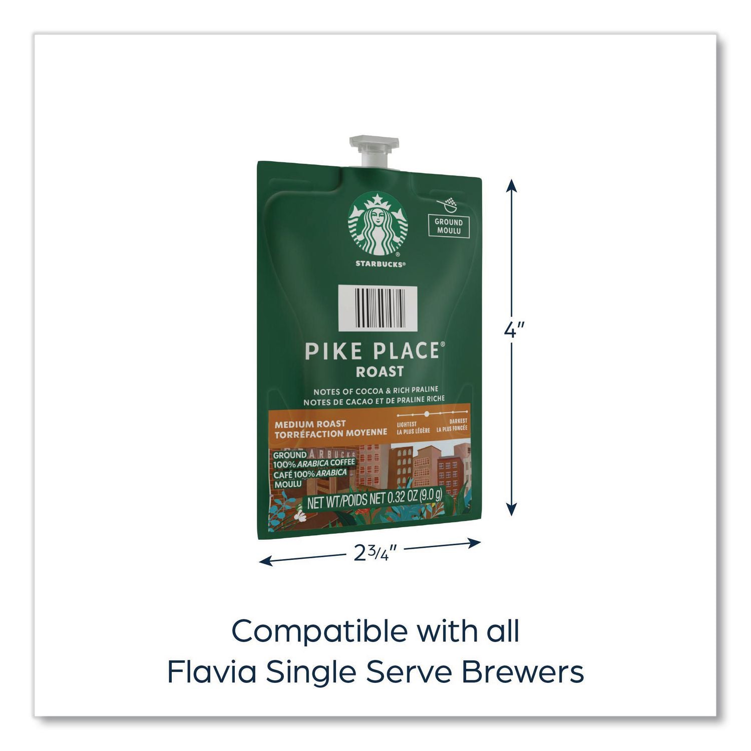 Starbucks Pike Place Roast Coffee Freshpack, Pike Place, 0.32 oz Pouch, 76/Carton