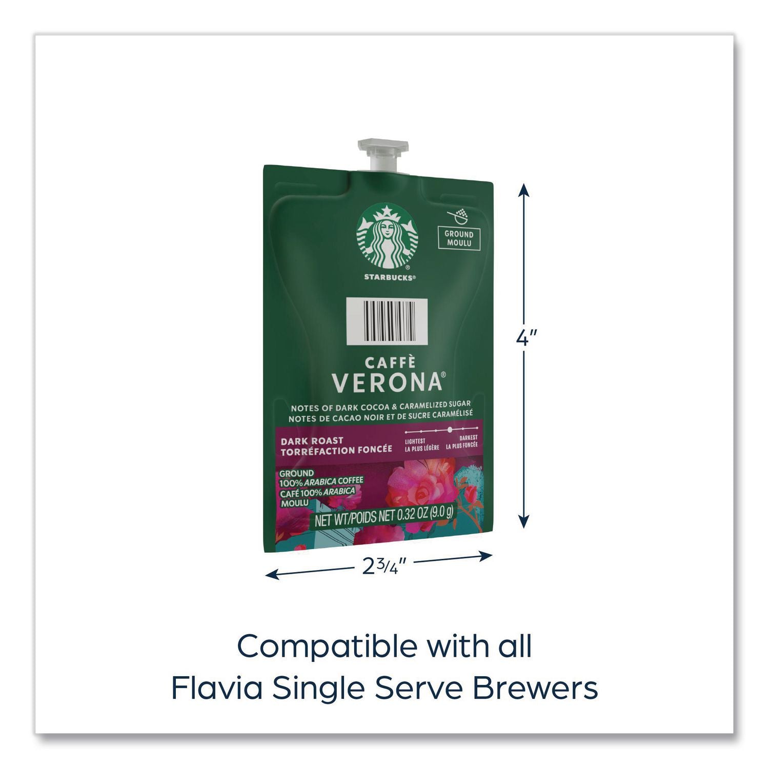 Starbucks Caffe Verona Coffee Freshpack, Caffe Verona, 0.32 oz Pouch, 76/Carton