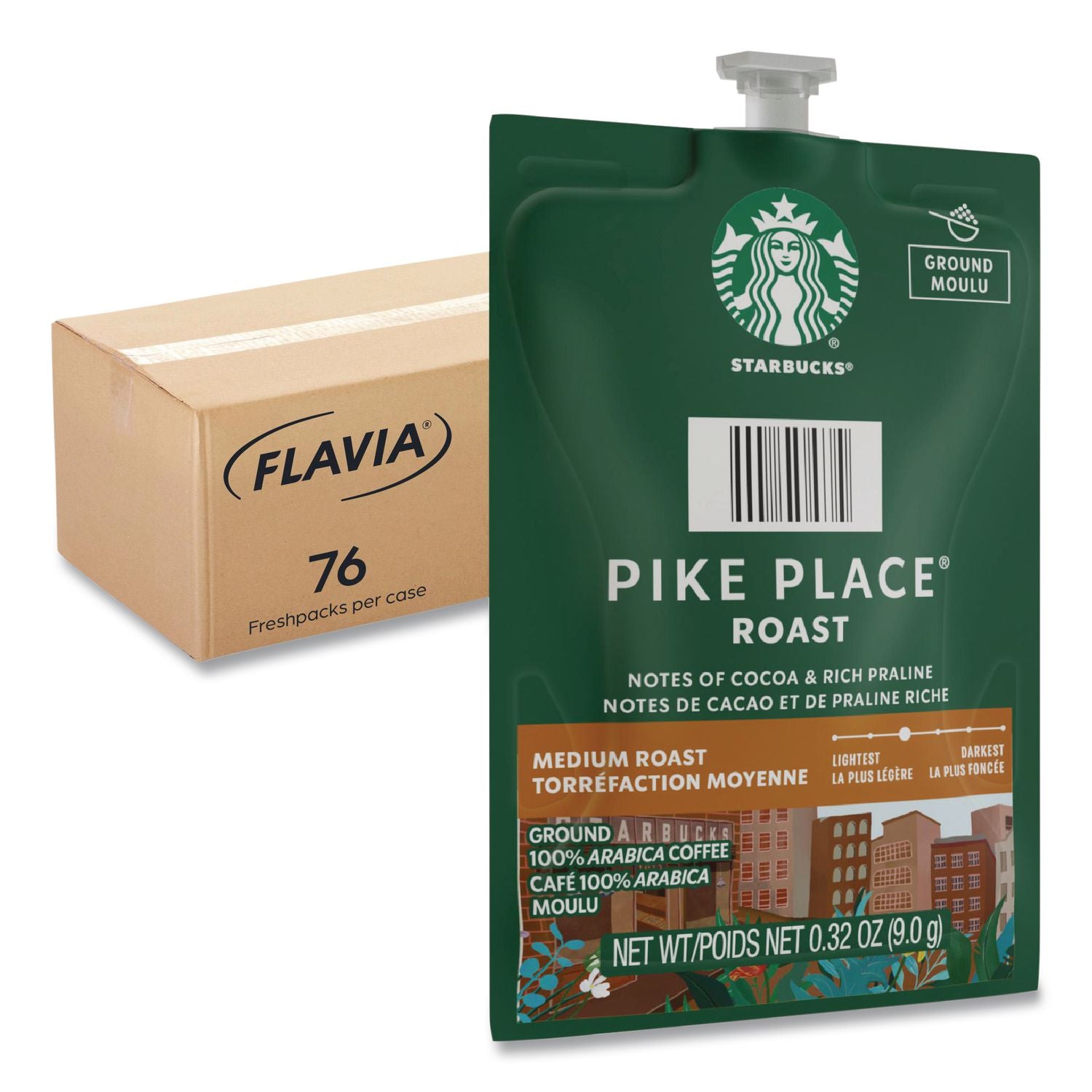 Starbucks Pike Place Roast Coffee Freshpack, Pike Place, 0.32 oz Pouch, 76/Carton