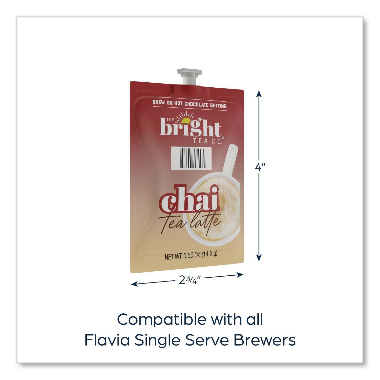 The Bright Tea Co. Chai Tea Latte Freshpack, Chai Latte, 0.5 oz Pouch, 72/Carton