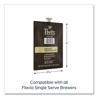 Peet's Freshpack Colombia Luminosa Coffee - Compatible with Flavia Aroma, Flavia Barista, FLAVIA Creation 600, Flavia Creation 500, Flavia Creation 200, Flavia Creation 150, Flavia Creation 300 - Light - 76 / Carton