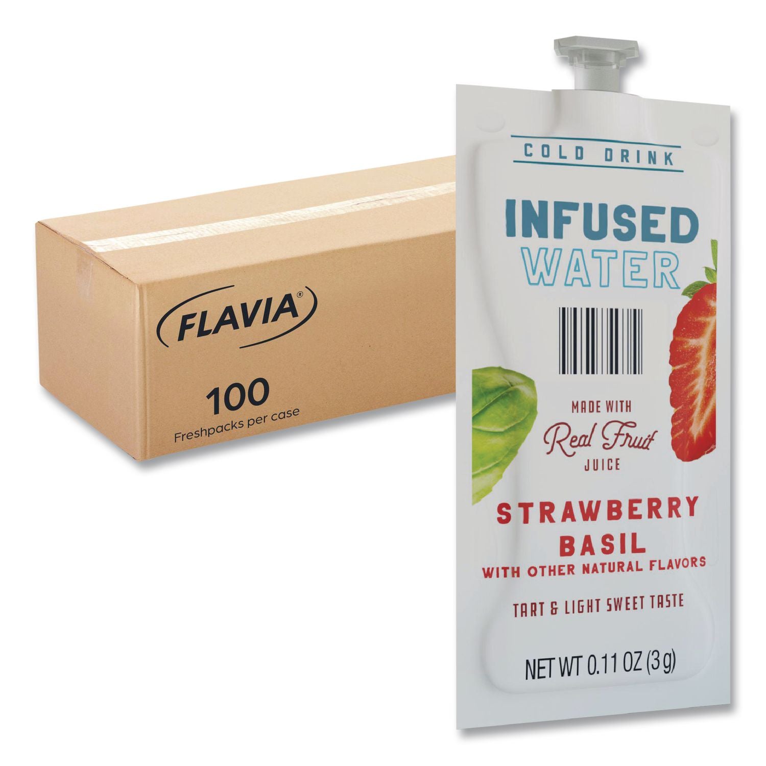 Strawberry Basil Infused Water Freshpack, Strawberry Basil, 0.11 oz Pouch, 100/Carton