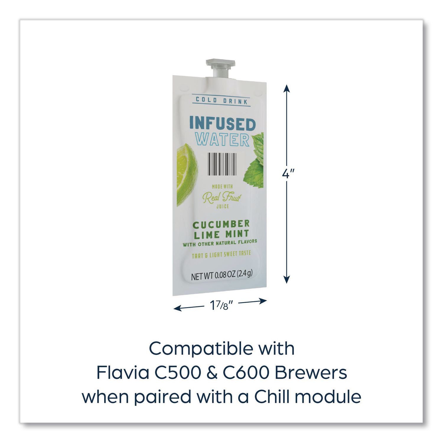 Cucumber Lime Mint Infused Water Freshpack, Cucumber Lime Mint, 0.08 Pouch, 100/Carton